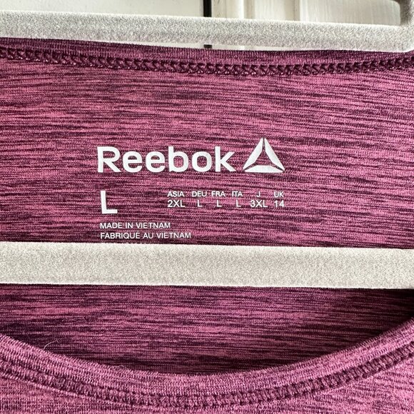 Reebok Active Long-Sleeve Shirt – Heathered Plum, Mesh Shoulder Panels sz L - Picture 4 of 6